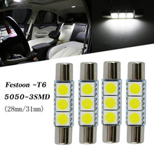 Ysy lâmpada led para interior automotivo, luz branca, para placa, fusível de 3led, 12v, tamanhos de 28mm e 31mm 2024 - compre barato