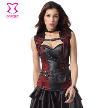 Teste Padrão Do Crânio Steampunk Aço Desossado Overbust Corset Gótico Roupas Trajes Burlesque Corselet Plus Size Espartilhos e Bustiers 2024 - compre barato