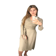 Spring-Autumn Women's Knitted Cashmere Dress Korean Fashionable Sexy High Waist Dress with Long Sleeves and V-Collar 2024 - buy cheap