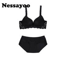 Nessayoo B C cup Seamless Bra Set for Women Underwear Red Black No rims Wireless push up bra and panties lingerie set small bust 2024 - buy cheap