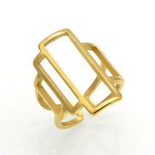Anel de aço inoxidável feminino, joia com orifício dourado e prateado 2024 - compre barato