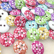 100pc European Style Flowers Wood Buttons 15mm Sewing Mix Lots WB314 2024 - buy cheap