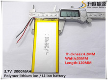 Melhor marca Frete grátis 3.7 V bateria de polímero de lítio bateria 3000 mah ultra-fino de alta-capacidade tablet DIY 4255120 2024 - compre barato