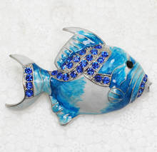 Blue Rhinestone Enamel Brooch pins Fish Pin brooches C960 B 2024 - buy cheap