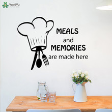 YOYOYU Wall Decal Modern Design Quotes Meals And Memories Made Here Kitchen Wall Sticker Vinyl Home Decor Chef Hat Decals CT646 2024 - buy cheap