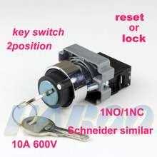 2-позиционный Электрический кнопочный переключатель dia.22 мм Schneider аналогичный кнопочный переключатель с ключом. Сброс или блокировка 1NO/1NC 10A 600V 2024 - купить недорого