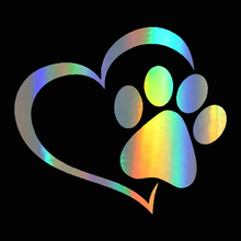 14.1*12.4cm Car Sticker Vinyl Love The Dog Paw Print Funny Sticker Decal Reflective Laser Motorcycle 3D Stickers Car Styling 2024 - buy cheap