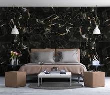 Customized large-scale 3D mural wallpaper modern fashion black gold sand marble grain gold mural background wall 2024 - buy cheap