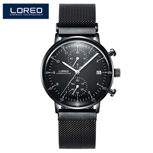LOREO Mens Watches Waterproof Top Brand Luxury Quartz Watch Men Sport Watch 3D Curved Mirror Design Clock Male Relogio Masculino 2024 - buy cheap