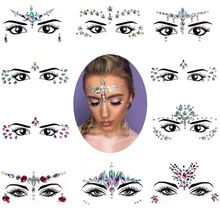 1pc 17*14cm Women Temporary Rhinestone Face Eyebrow Jewels Stickers Tattoo Crystal Gems DIY Gypsy Festival Party Glitter Sticker 2024 - buy cheap