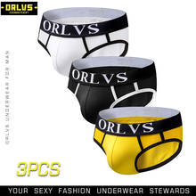 ORLVS 3PC/LOT Low Waist Men Underwear Sexy Briefs Mens Bikini Brief cuecas Gay Underwear Cotton breathable Comfortable Briefs 2024 - buy cheap