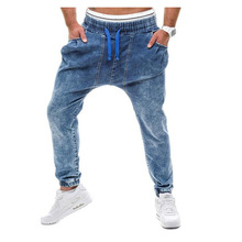 Мужские джинсы-шаровары SHIERXI, повседневные штаны для бега, бега с карманами 2024 - купить недорого