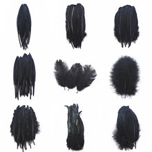 20pcs 13 kinds Black pheasant Rooster chicken Duck feathers 8-30cm Ostrich Peacock Turkey Goose Plumes DIY feathers for crafts 2024 - buy cheap