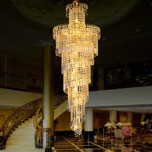 Large spiral crystal chandelier led suspension luminaire lights for living room chandelier lighting stairway gold led Chandelier 2024 - buy cheap