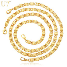 Conjunto de collar de Color dorado U7 para hombre, joyería de moda, cadena de eslabones única, conjunto de joyería para hombre S435 2024 - compra barato