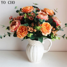 YO CHO artificial flowers peonies high quality silk Hibiscus big flower head fake flowers bridal bouquet mariage Wedding Decor 2024 - buy cheap