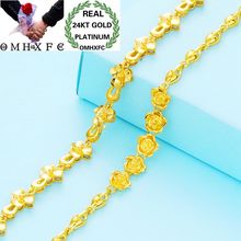 OMHXFC Wholesale European Fashion Woman Girl Party Birthday Wedding Gift Elegant Flower Link 24KT Gold Bracelets BE234 2024 - buy cheap