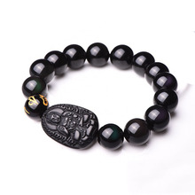 Kyszdl esse lindo bracelete de buda de obsidiana, combina perfeito com o colar de buda de obsidiana 2024 - compre barato