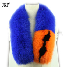 2021 JKP new real fox fur collar women's fur 100% natural fur collar autumn and winter fox collar colorful fashion leather scarf 2024 - buy cheap