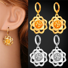 Flower Drop Earrings For Women Trendy Jewelry Nice Gift Style Yellow Gold Color Earrings E1603 2024 - buy cheap