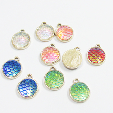 Newest  14mm  30pcs/bag  Fish Scale Effect  Small Round Alloy Charms For DIY Jewelry 2024 - buy cheap