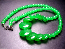 deliver Nobility Lucky Women Charming Natural Green GEM stone Round piece Beads Necklace 17"  hook -jewelry 2024 - buy cheap