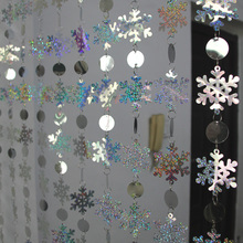 Cortinas de lentejuelas de copo de nieve de plástico de PVC, decoración de árbol de Navidad, suministros, adornos de fondo para fiesta de navidad 2024 - compra barato