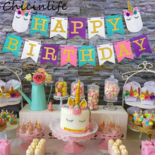 Chicinlife 15Pcs Unicorn Party Decoration Happy Birthday Banner Baby Shower Kids Favors Boy Girl Birthday Party Bunting Supplies 2024 - buy cheap