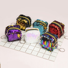 Cube Children's Coin Bag Change Color Sequins Mini Wallet Women Fashion Bling Mini Purse Sequin Bag Key Chain Pouch Small Gift 2024 - buy cheap