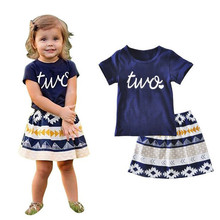 2019 New Baby Girls Clothes Fashion Casual Child Outfits Kids Costume t shirt skirt 2PCS Set Toddler girl suit infant wear A141 2024 - buy cheap
