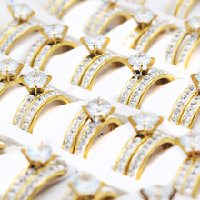 12pçs conjunto de anéis de noivado tamanho misturado, conjunto de anéis romântico com strass feminino, joia de anéis de casamento de zircônia 2024 - compre barato