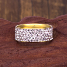 Кольца из нержавеющей стали 5 рядов с кристаллами для женщин 8 мм обручальные кольца модные ювелирные изделия 2024 - купить недорого