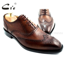 cie Square Toe Full Brogues Lace-Up Oxfords Handmade Genuine Calf Leather Outsole Breathable Men's Oxford Shoe Color Brown OX217 2024 - купить недорого