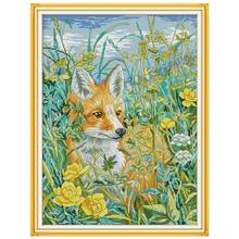 14/16/18/27/28 The fox in the bush counted Cross Stitch Set DIY Animals Cross-stitch Kit Embroidery Needlework 2024 - buy cheap