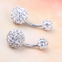 Navel Belly Button Ring Barbell Rhinestone Crystal Ball Piercing Body Jewelry 14G Clear navel belly ring 2024 - buy cheap