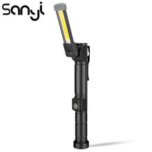 Sanyi lanterna led portátil cob + xpe, luz de trabalho para camping super brilhante 7 modos lanterna lanterna de emergência lâmpada 2024 - compre barato