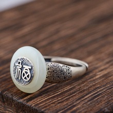 Anel de fivela de prata 925 feminino, modelos de artesanato vintage de pedras naturais com segurança 2024 - compre barato