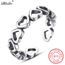 Blaike Vintage Love Heart Opening Rings For Women Men Real 925 Sterling Silver Resizable Joint Ring Bridal Wedding Fine Jewelry 2024 - buy cheap