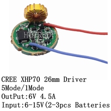Cree-lâmpada de led para lanterna, xhp70, xhp70.2, 6v, entrada 26mm, saída de 6v, 4500ma, para xhp70, xhp70.2