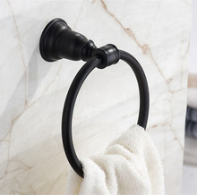 Free Shipping Bathroom Accessories Vitange Black Finish Wall Mounted Stainless Steel  Bathroom Towel Ring Holder & Towel Bar 2024 - buy cheap