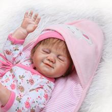 NPK Bebe girl reborn 20" full silicone body reborn baby dolls real sleeping newborn baby rooted eyelash mohair alive bonecas 2024 - buy cheap