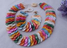 FREE shipping>>>>> Multi Color Shell Necklace&Bracelet Set 2024 - buy cheap