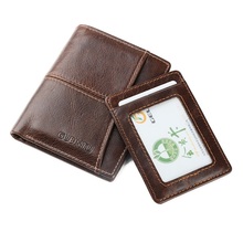 Wallet Men . Bifold Genuine Leather (Cow Leather) Short Men's  Wallet with Removable Card holder. 2024 - buy cheap