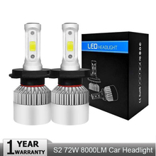 2PCs S2 H7 H4 LED Bulb Car Headlight H11 H1 H13 H3 H27 9005/HB3 9006/HB4 9007 Hi-Lo Beam 72W 8000LM Auto Headlamp LEDs 2024 - buy cheap