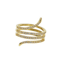 free shipping gold color plated delicate ring women jewelry sparkling girly ring party sexy gift  dainty snake shape aaa cz 2024 - buy cheap