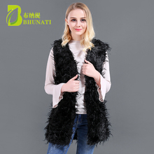 Fluffy black faux fur vest waistcoat Autumn winter sleeveless outerwear women coats Soft white hairy overcoat 2024 - buy cheap