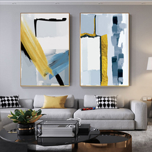 Abstract Yellow Wall Picture Art Golden Blue Canvas Painting Artistic Color Block Poster Print for Living Room Quadro Decorativo 2024 - buy cheap