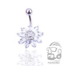Clear CZ Flower Belly Bar Navel Piercing Ring 316L Stainless Steel Belly Navel Button Body Jewelry 2024 - buy cheap