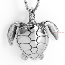 Charming Men's Gift 316L Stainless Steel Silver Color Sea Turtle Pendant Chain Fashion Necklace Wholesale 2024 - buy cheap