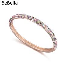 BeBella clásica-brazalete chapado en oro rosa para niña, hecho con cristal checo auténtico, regalo de Navidad 2024 - compra barato